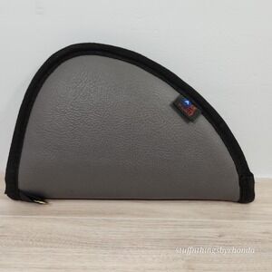 ACE PISTOL GUN Case, PADDED SOFT Inside Faux Leather Outer Shell Gray 12'' X 7''